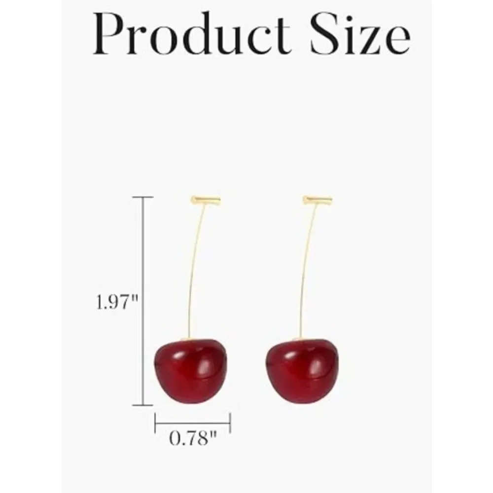 Cherry Drop Earrings Playful Realistic Three Dimensional For Pierced Ears
